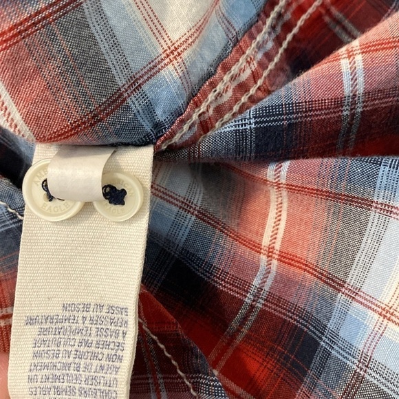 American Eagle Outfitters full snap button up longsleeve plaid pocket shirt xs - Picture 10 of 13